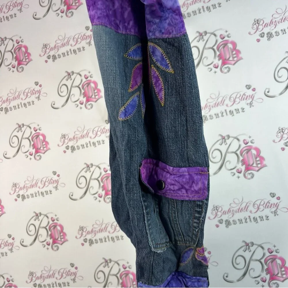 Bag denim long style vintage tie dye floral flowers jeans flowers